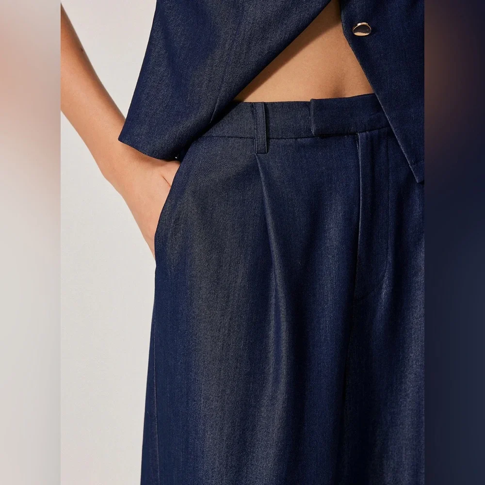 1001: Commense Navy Wide-Leg Pants - Picture 5 of 6